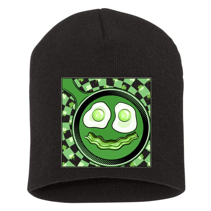 Happy St Patricks Day Green Eggs And Bacon Smile Short Acrylic Beanie