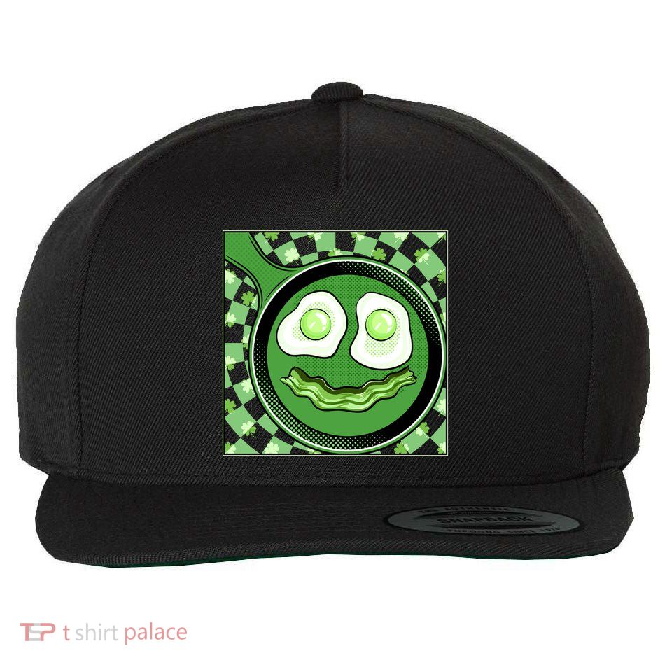 Happy St Patricks Day Green Eggs And Bacon Smile Wool Snapback Cap