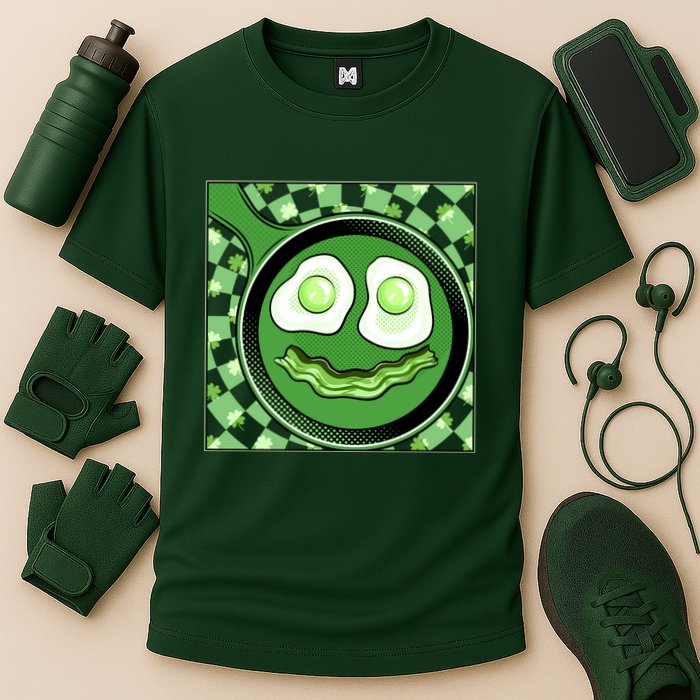 Happy St Patricks Day Green Eggs And Bacon Smile Performance Shirt