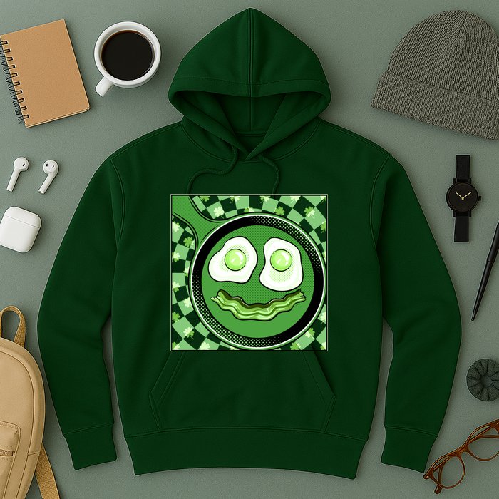 Happy St Patricks Day Green Eggs And Bacon Smile Hoodie