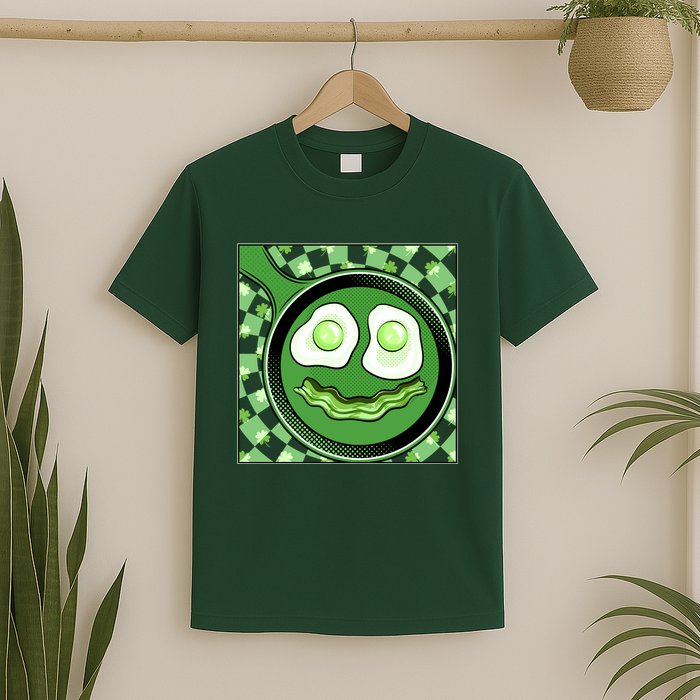 Happy St Patricks Day Green Eggs And Bacon Smile T-Shirt