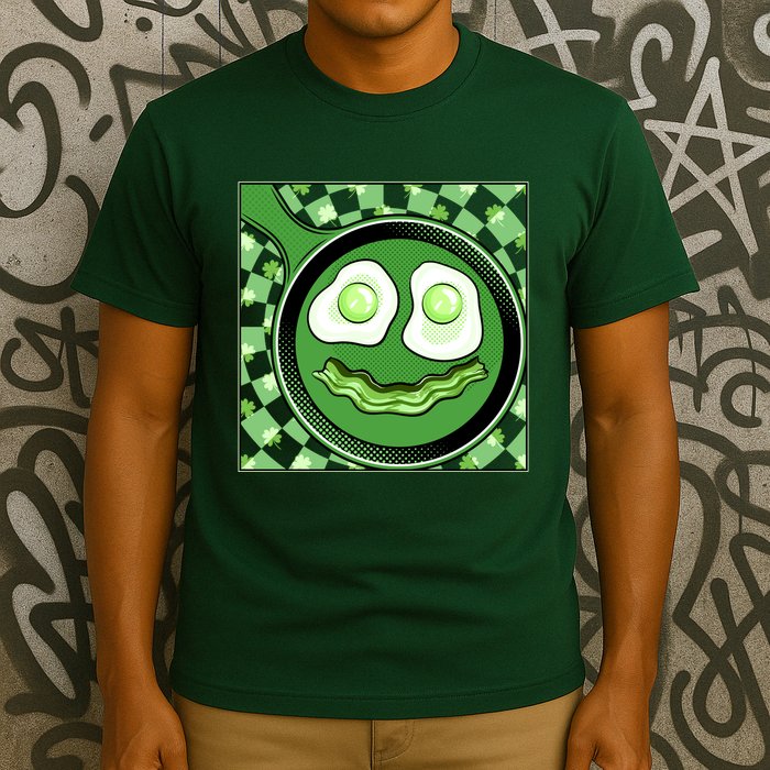 Happy St Patricks Day Green Eggs And Bacon Smile T-Shirt