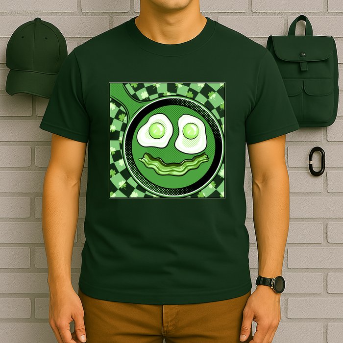 Happy St Patricks Day Green Eggs And Bacon Smile T-Shirt