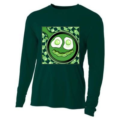 Happy St Patricks Day Green Eggs And Bacon Smile Cooling Performance Long Sleeve Crew