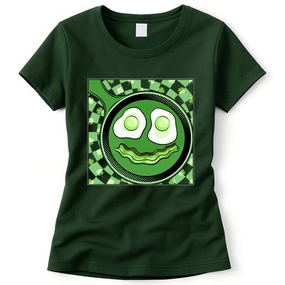 Happy St Patricks Day Green Eggs And Bacon Smile Womens T-Shirt