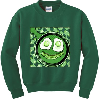 Happy St Patricks Day Green Eggs And Bacon Smile Kids Sweatshirt