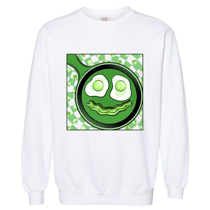 Happy St Patricks Day Green Eggs And Bacon Smile Garment-Dyed Sweatshirt