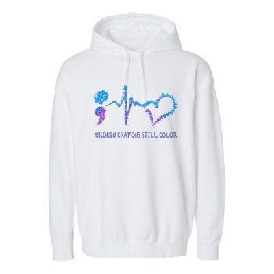 Heartbeat Semicolon Prevention Awareness Garment-Dyed Fleece Hoodie