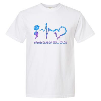 Heartbeat Semicolon Prevention Awareness Garment-Dyed Heavyweight T-Shirt