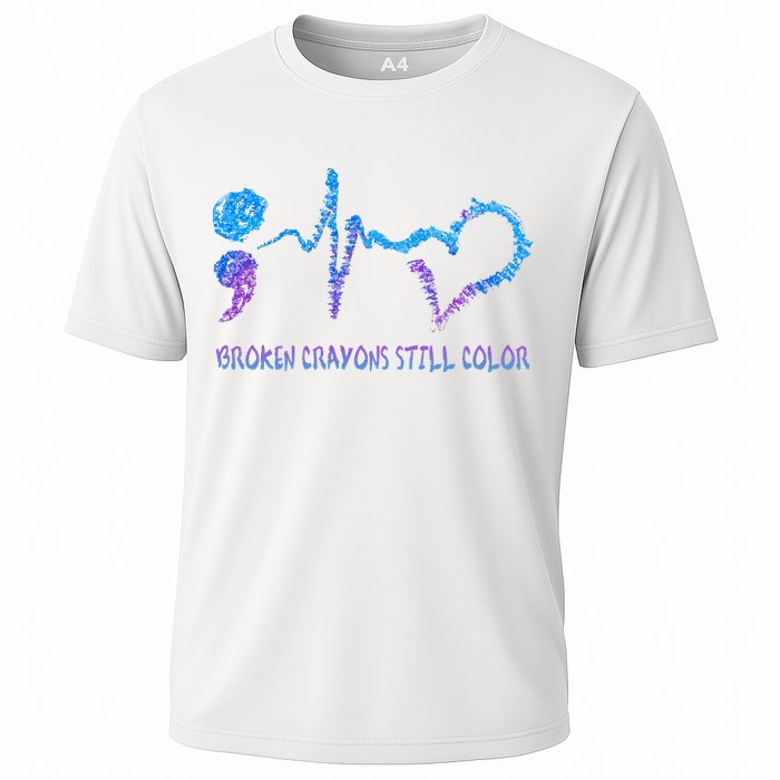 Heartbeat Semicolon Prevention Awareness Cooling Performance Crew T-Shirt