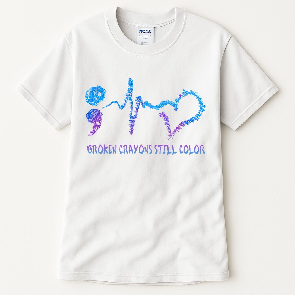 Heartbeat Semicolon Prevention Awareness Tall T-Shirt