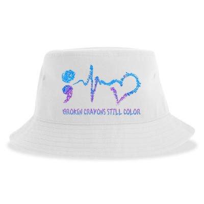 Heartbeat Semicolon Prevention Awareness Sustainable Bucket Hat