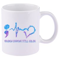 Heartbeat Semicolon Prevention Awareness 11oz C Handle Ceramic Mug