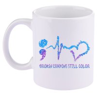 Heartbeat Semicolon Prevention Awareness 11oz C Handle Ceramic Mug