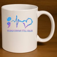 Heartbeat Semicolon Prevention Awareness 11oz C Handle Ceramic Mug