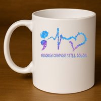 Heartbeat Semicolon Prevention Awareness 11oz C Handle Ceramic Mug