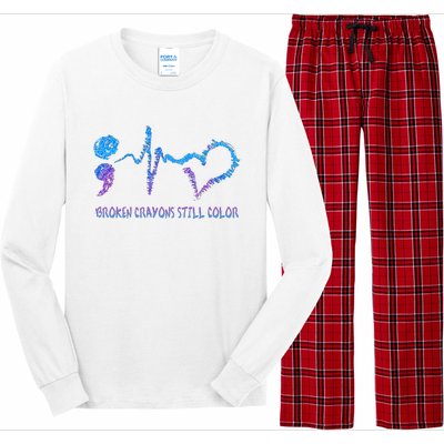 Heartbeat Semicolon Prevention Awareness Long Sleeve Pajama Set