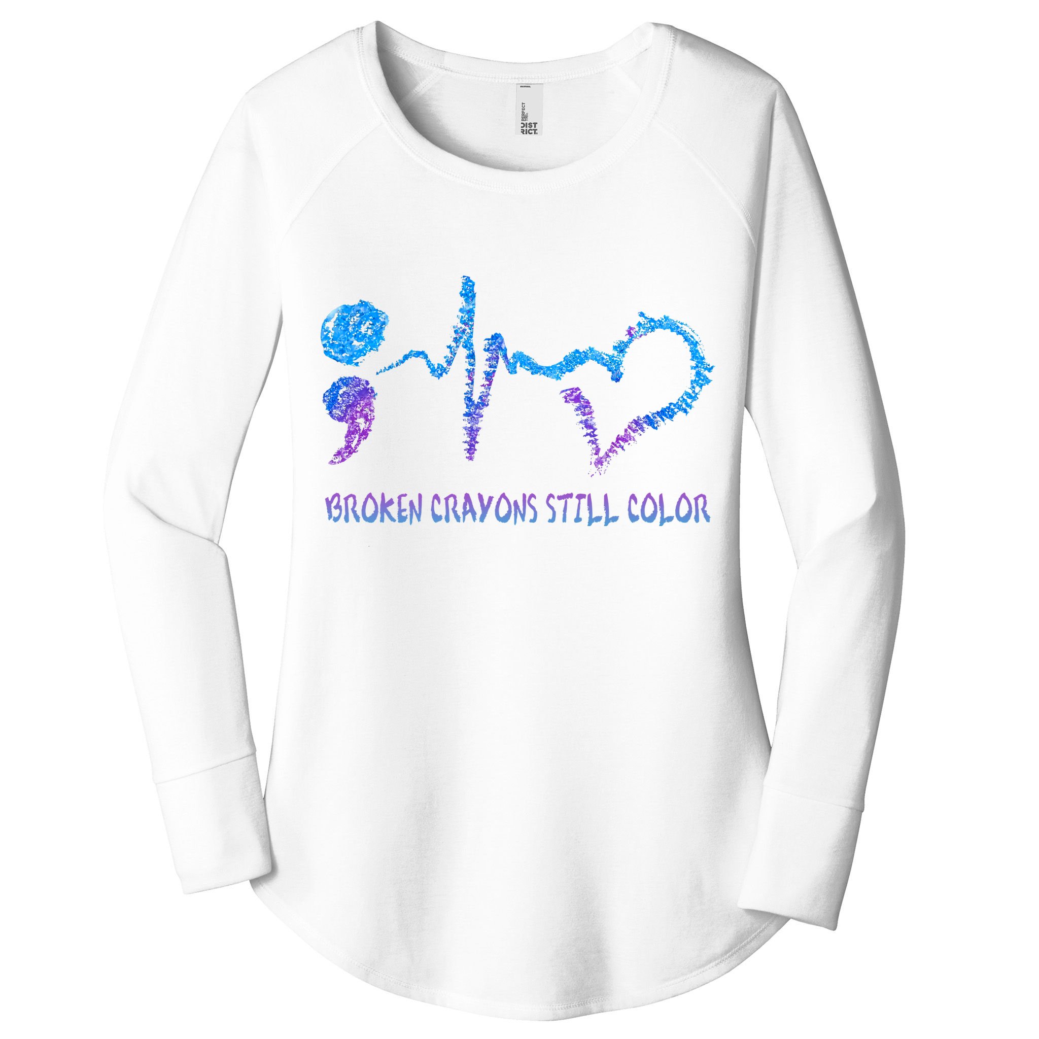 Heartbeat Semicolon Prevention Awareness Women's Perfect Tri Tunic Long Sleeve Shirt