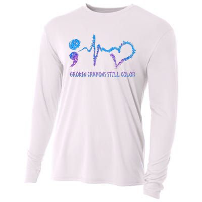 Heartbeat Semicolon Prevention Awareness Cooling Performance Long Sleeve Crew