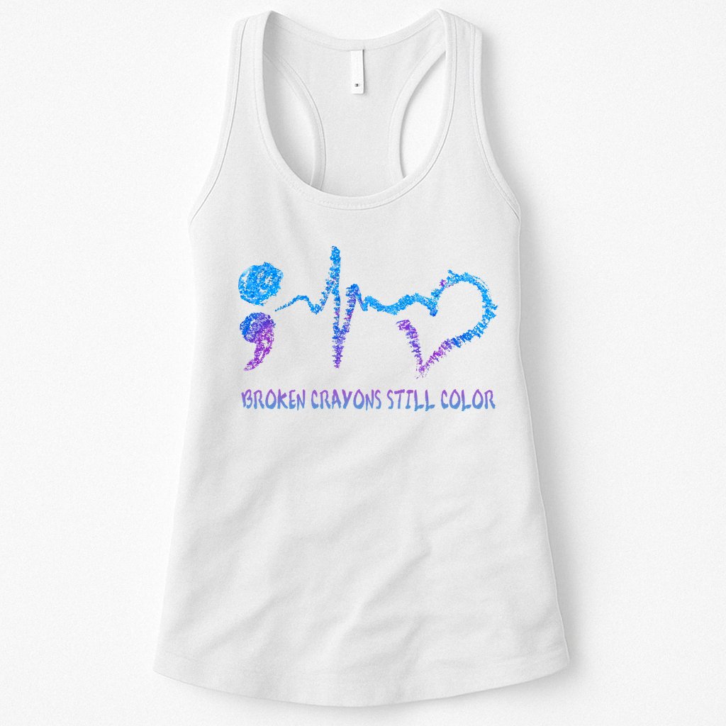 Heartbeat Semicolon Prevention Awareness Womens Tank Top