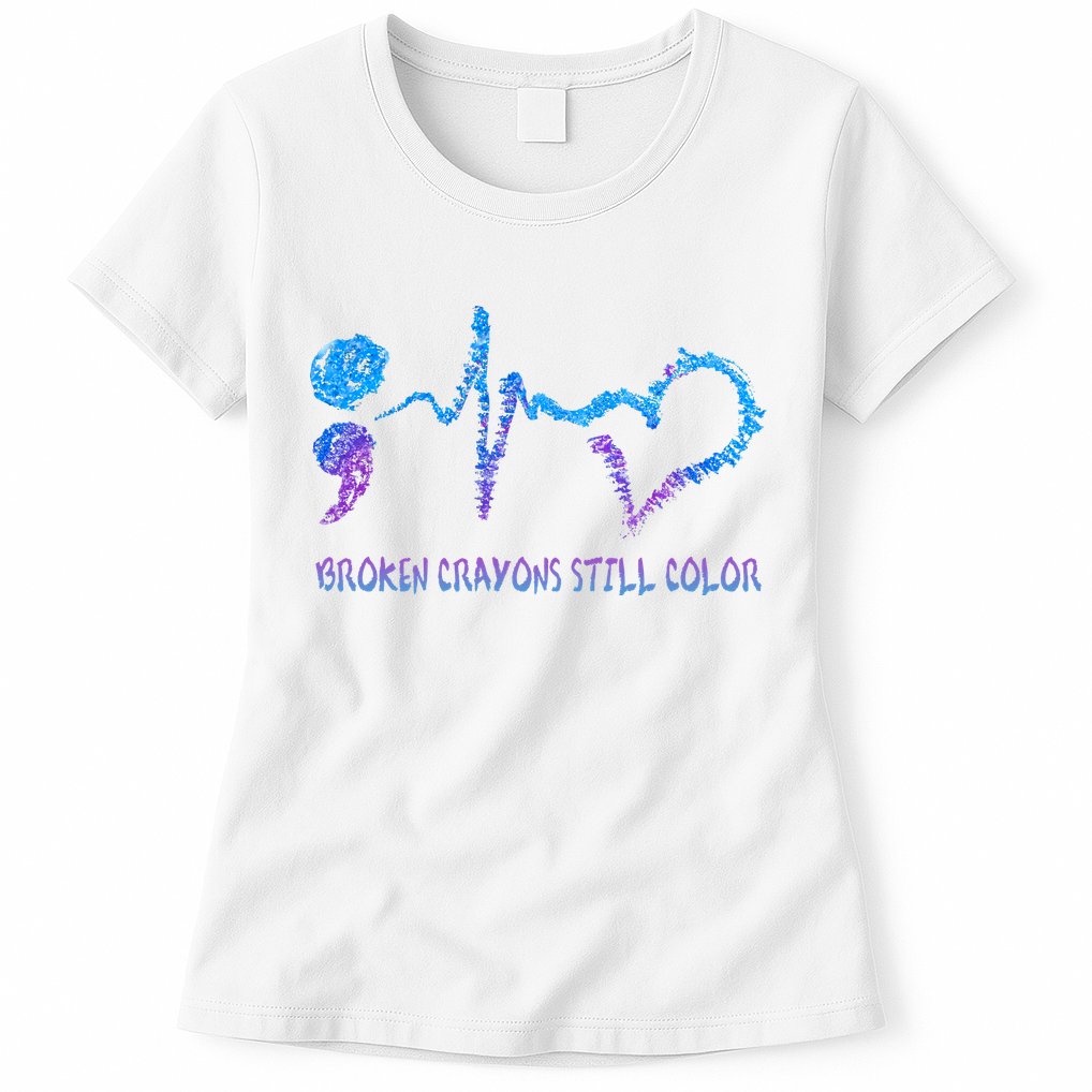 Heartbeat Semicolon Prevention Awareness Womens T-Shirt