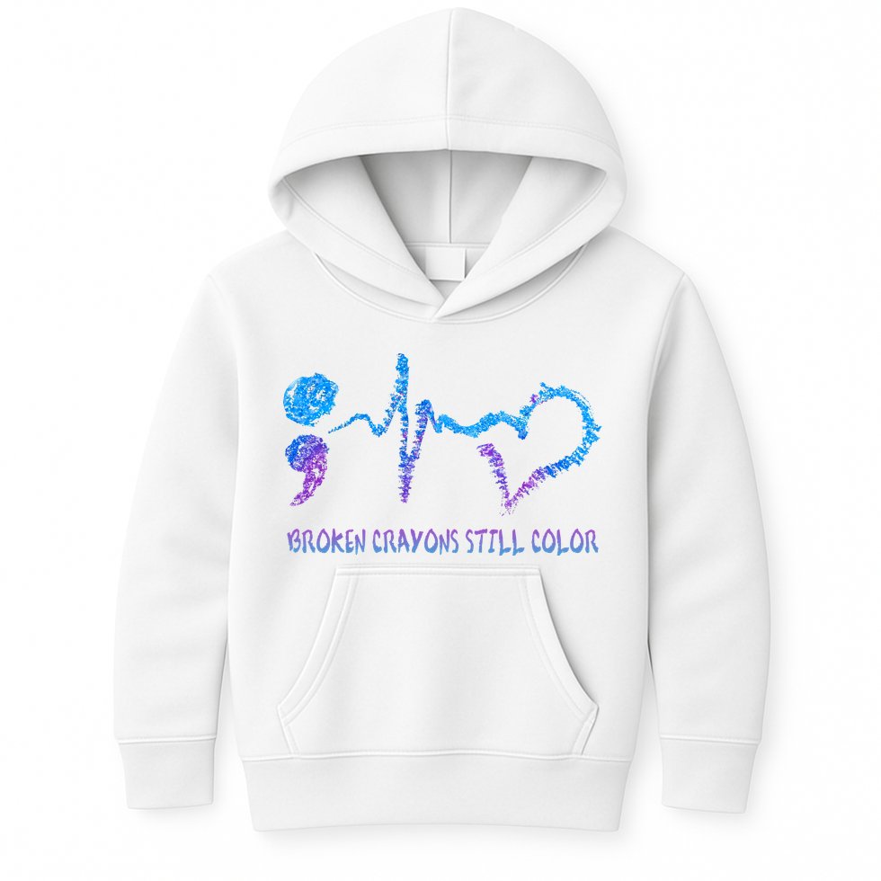 Heartbeat Semicolon Prevention Awareness Kids Hoodie