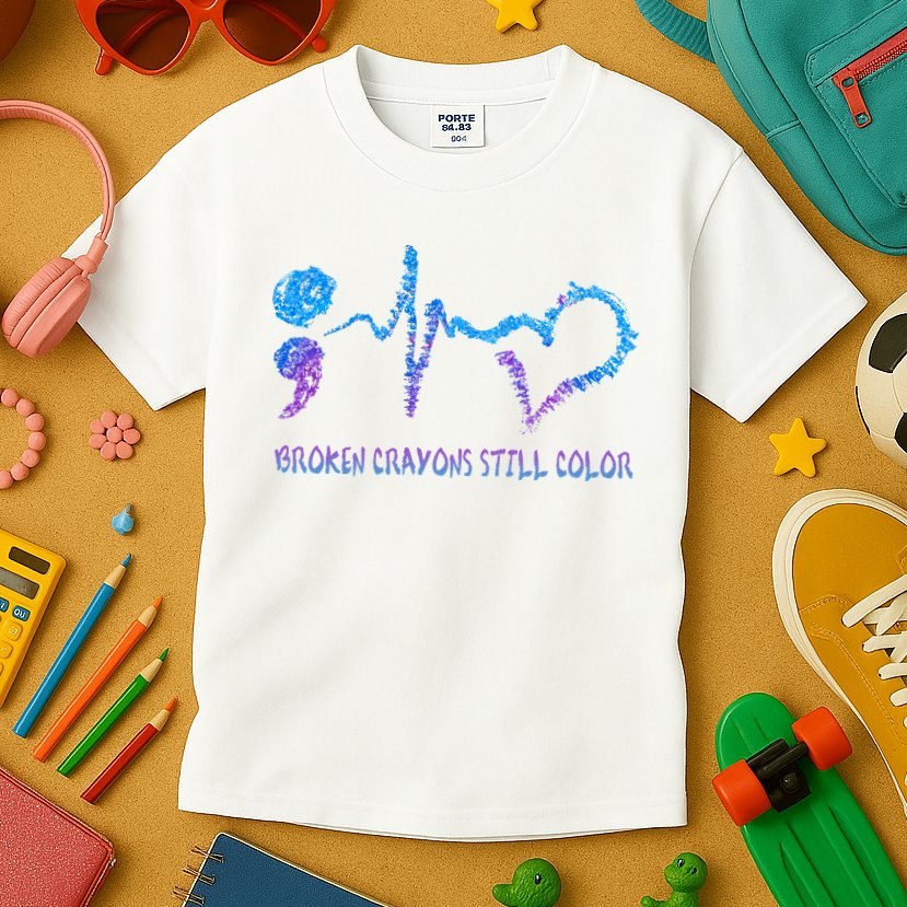 Heartbeat Semicolon Prevention Awareness Kids T-Shirt