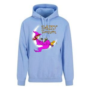 Happy Samhain Purple Witch Books Coffee Cats Moon Halloween Meaningful Gift Unisex Surf Hoodie