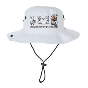 Halloween Skeleton Peace Love Halloween Pumpkin Funny Gift Legacy Cool Fit Booney Bucket Hat