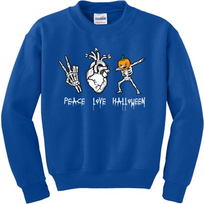 Halloween Skeleton Peace Love Halloween With Scary Pumpkin Gift Kids Sweatshirt