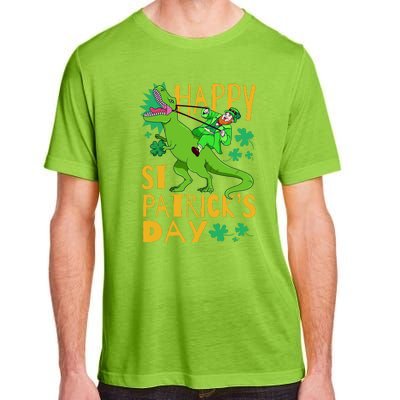 Happy St. Patrick's Day TRex Leprechaun Irish Clover Adult ChromaSoft Performance T-Shirt