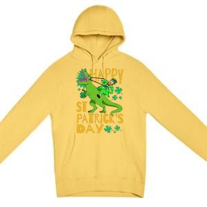 Happy St. Patrick's Day TRex Leprechaun Irish Clover Premium Pullover Hoodie