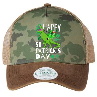 Happy St. Patrick's Day TRex Leprechaun Irish Clover Legacy Tie Dye Trucker Hat