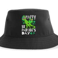 Happy St. Patrick's Day TRex Leprechaun Irish Clover Sustainable Bucket Hat