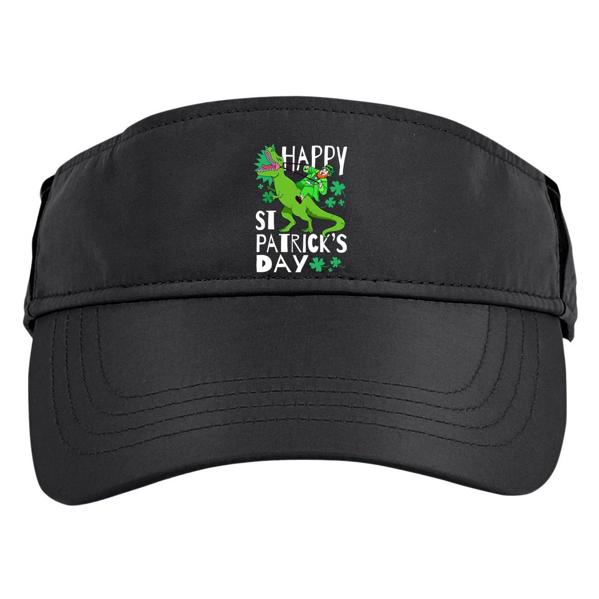 Happy St. Patrick's Day TRex Leprechaun Irish Clover Adult Drive Performance Visor