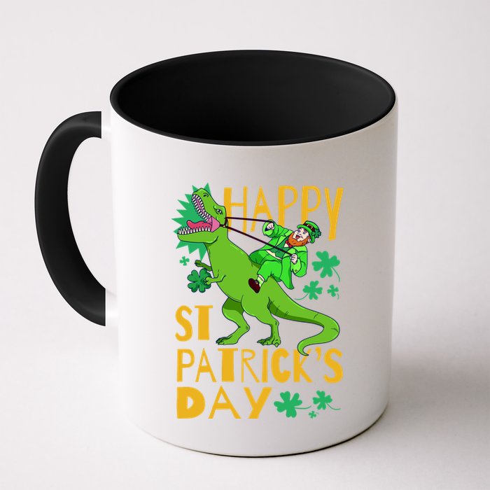 Happy St. Patrick's Day TRex Leprechaun Irish Clover Mug