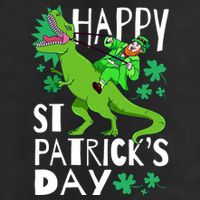 Happy St. Patrick's Day TRex Leprechaun Irish Clover Beanie
