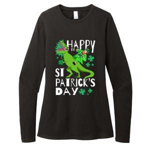 Happy St. Patrick's Day TRex Leprechaun Irish Clover Womens CVC Long Sleeve Shirt