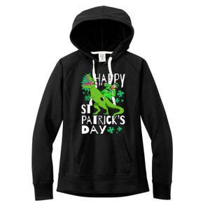 Happy St. Patrick's Day TRex Leprechaun Irish Clover Women's Fleece Hoodie