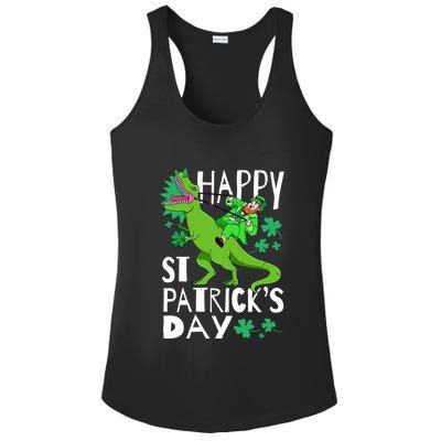 Happy St. Patrick's Day TRex Leprechaun Irish Clover Ladies PosiCharge Competitor Racerback Tank