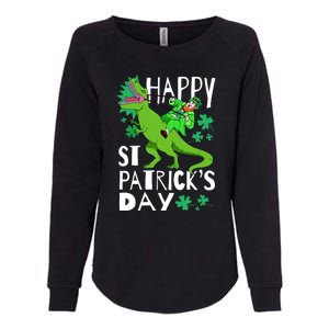 Happy St. Patrick's Day TRex Leprechaun Irish Clover Womens California Wash Sweatshirt