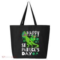 Happy St. Patrick's Day TRex Leprechaun Irish Clover 25L Jumbo Tote