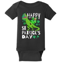 Happy St. Patrick's Day TRex Leprechaun Irish Clover Baby Bodysuit