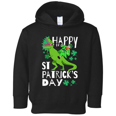 Happy St. Patrick's Day TRex Leprechaun Irish Clover Toddler Hoodie