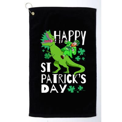 Happy St. Patrick's Day TRex Leprechaun Irish Clover Platinum Collection Golf Towel