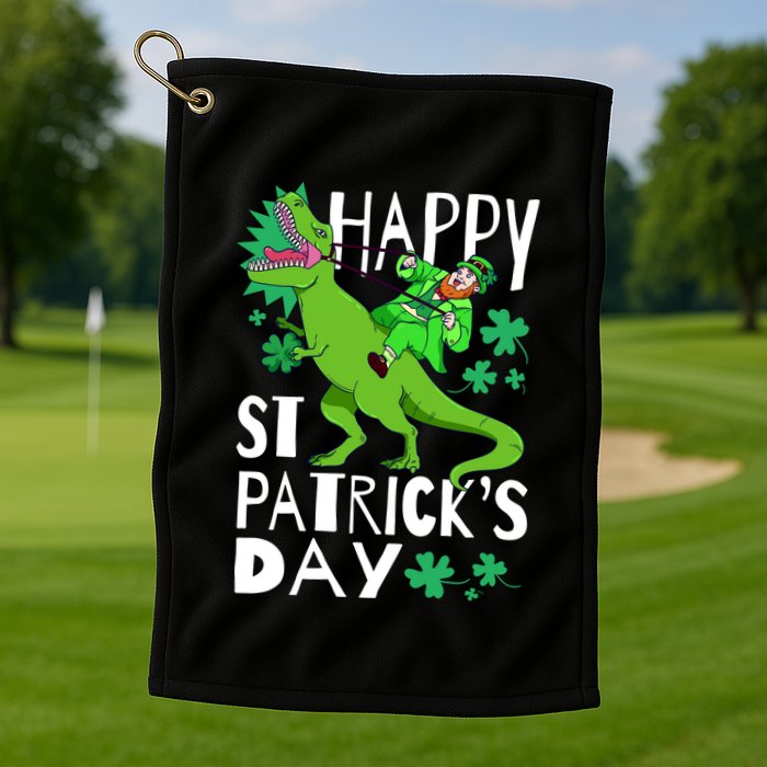 Happy St. Patrick's Day TRex Leprechaun Irish Clover Golf Towel