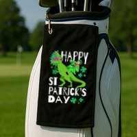 Happy St. Patrick's Day TRex Leprechaun Irish Clover Golf Towel