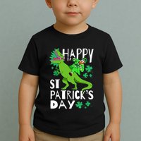 Happy St. Patrick's Day TRex Leprechaun Irish Clover Toddler T-Shirt