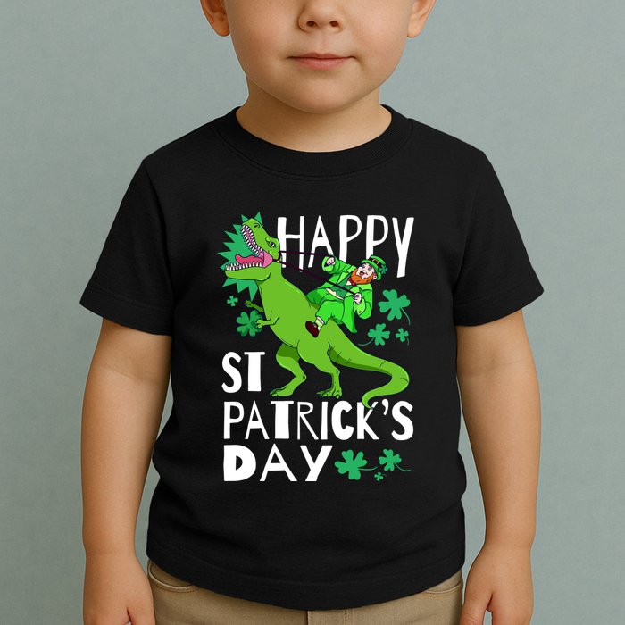 Happy St. Patrick's Day TRex Leprechaun Irish Clover Toddler T-Shirt