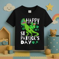 Happy St. Patrick's Day TRex Leprechaun Irish Clover Toddler T-Shirt